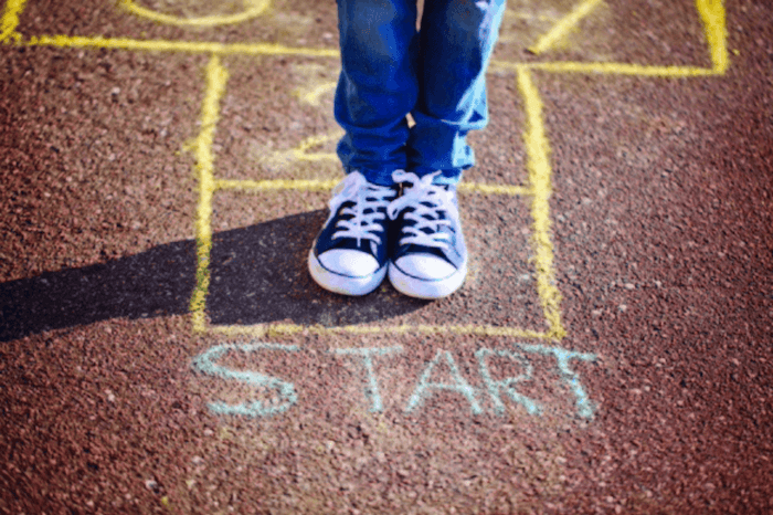 Sidewalk chalk with feet
